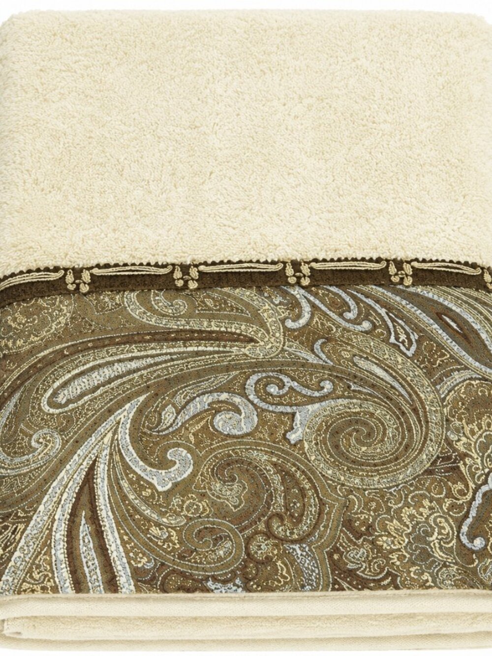 Avanti Bradford Fingertip Towel Bathroom Paisley Linen Beige 11x18"